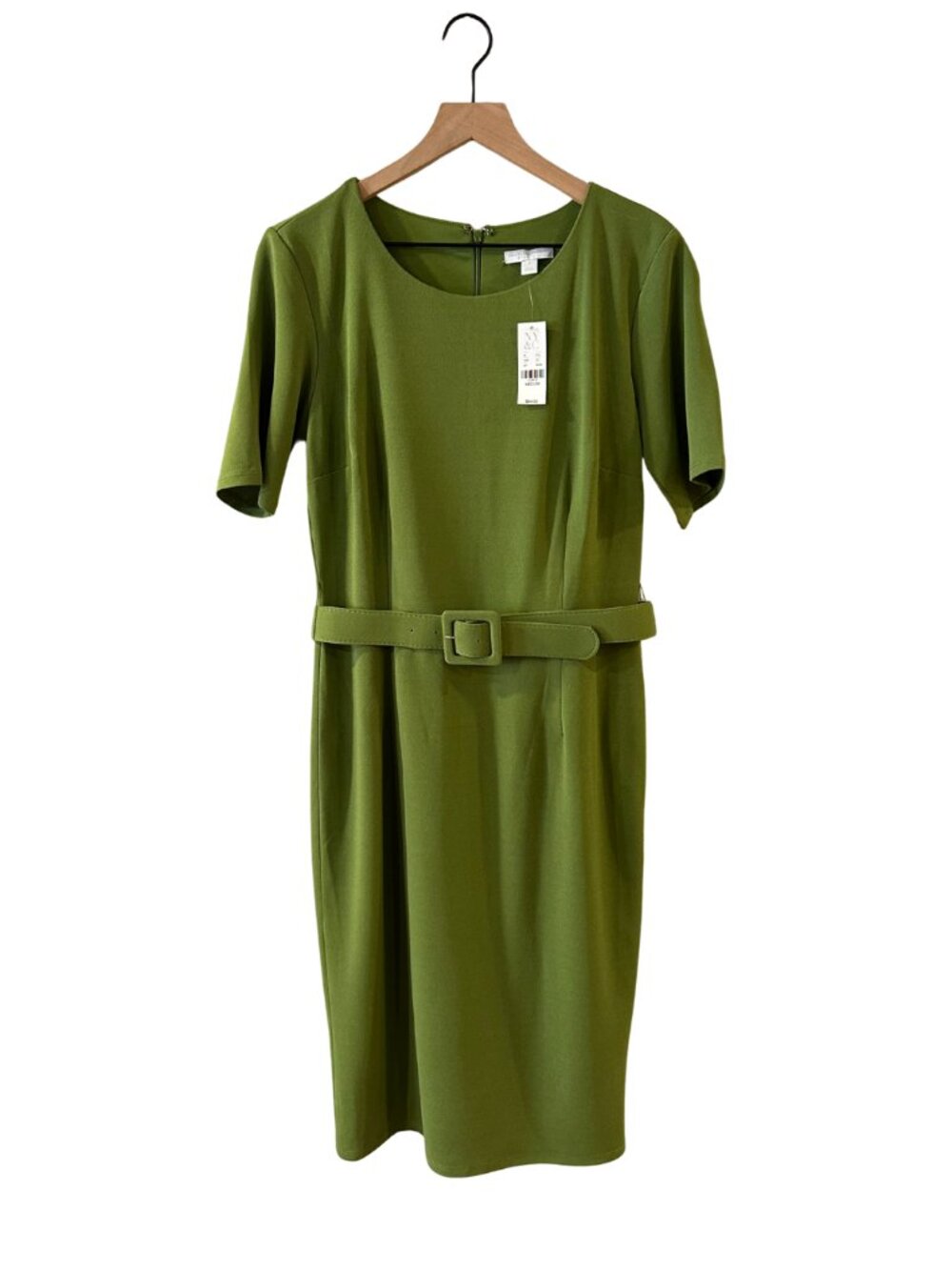 NWT New York & Company Green Short Sleeve Belted Midi Dress - Size M